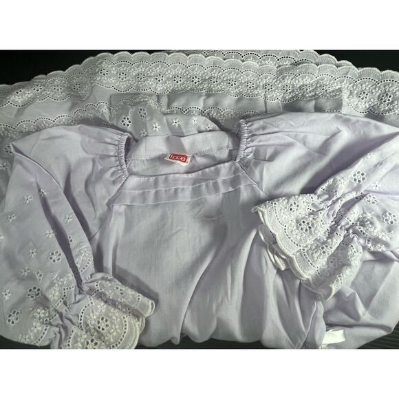 Vtg Love Sz 6? Girls Dress Eyelet Cotton Light Purple Prairie Cottagecore - Picture 11 of 11